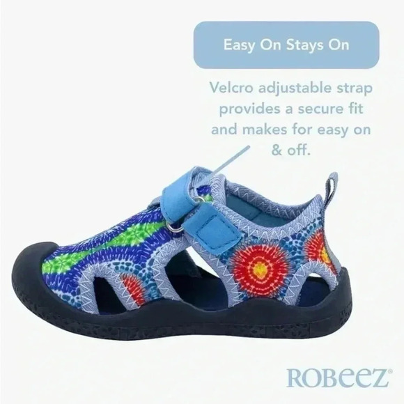 Robeez Boys Slip Resistant Neoprene Water Shoes for Beach Spiral Tye Dye 10 NWT - Picture 2 of 8